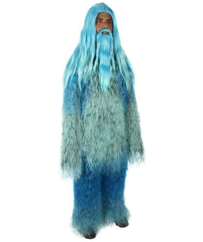 Blue Unisex Bigfoot Horror Wig with Mustache and Beard Bundle