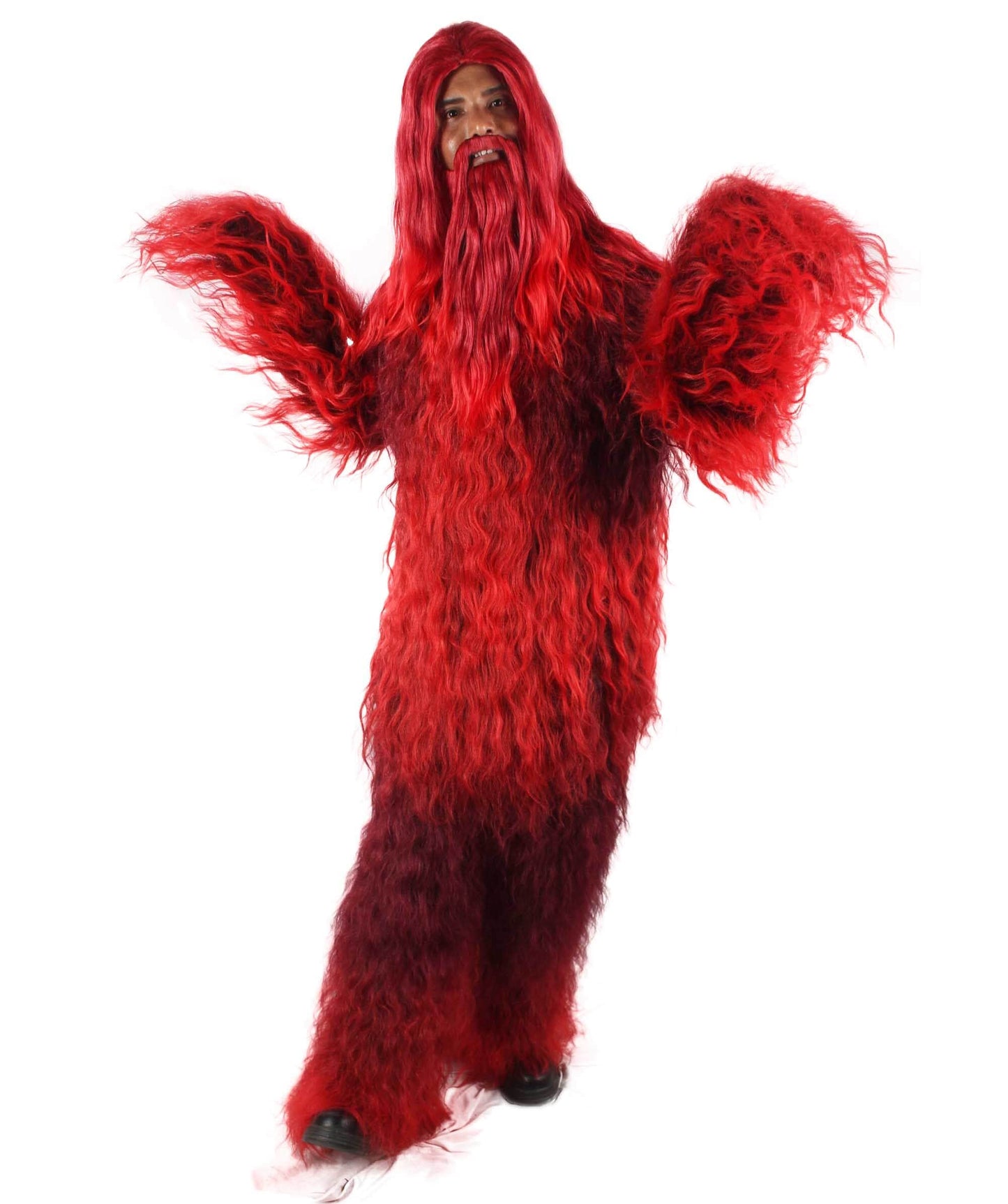 Red Unisex Bigfoot Horror Wig with Mustache and Beard Bundle