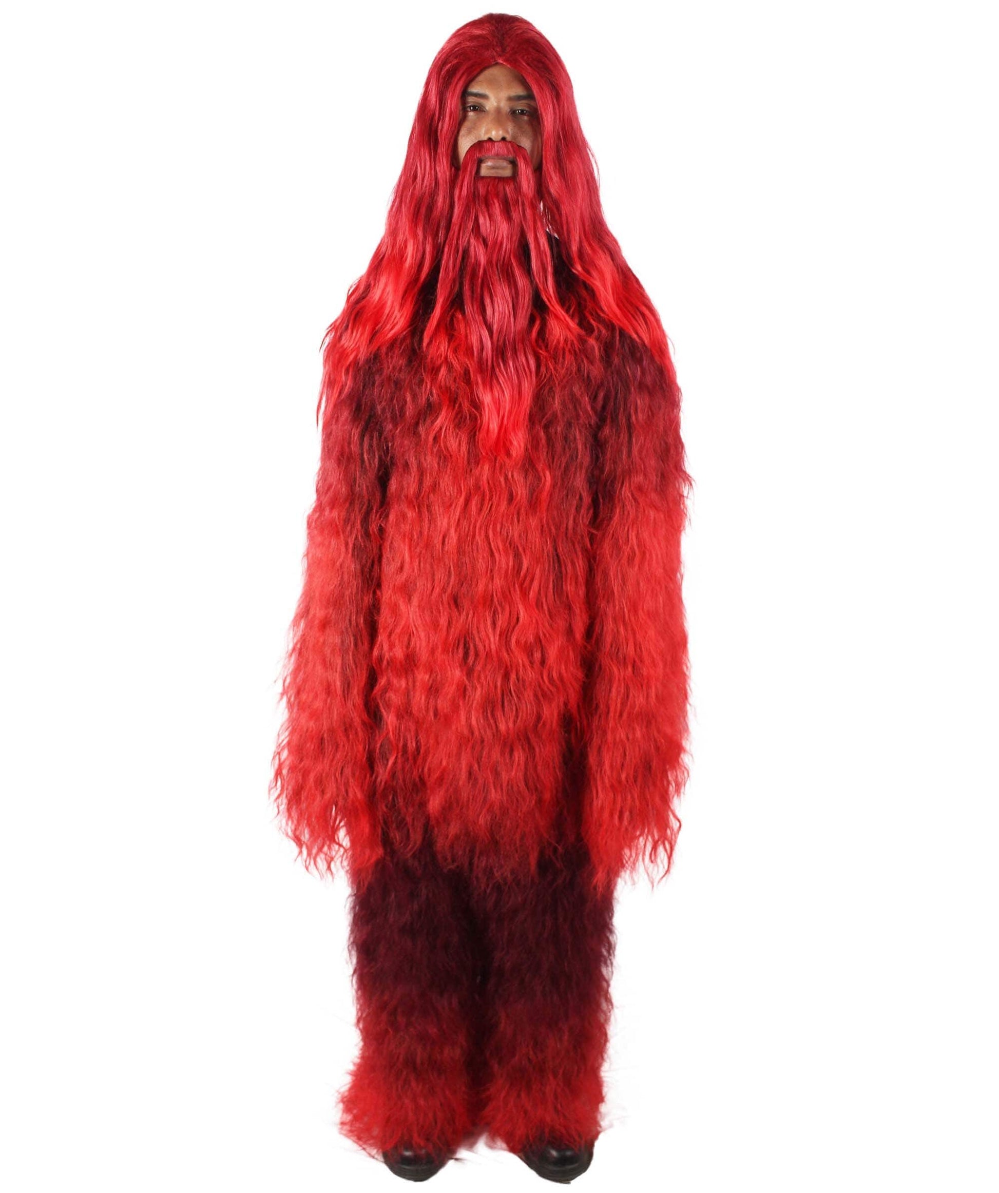 Red Unisex Bigfoot Horror Wig with Mustache and Beard Bundle