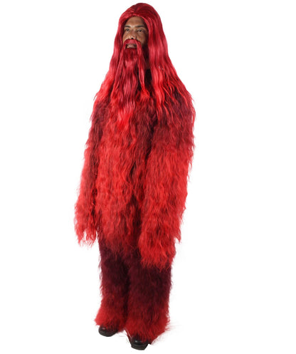 Red Unisex Bigfoot Horror Wig with Mustache and Beard Bundle