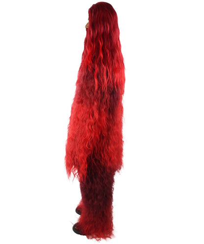 Red Unisex Bigfoot Horror Wig with Mustache and Beard Bundle