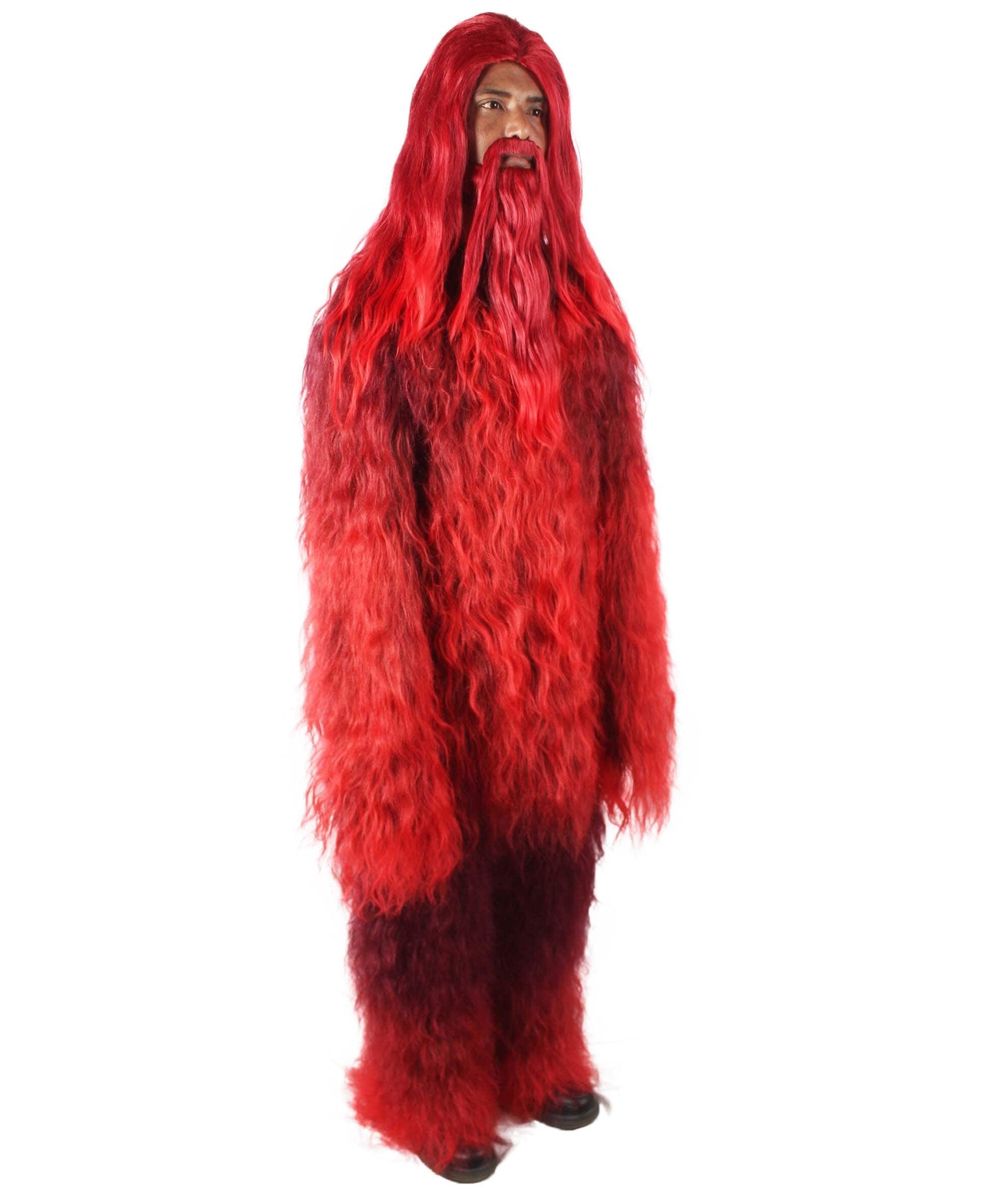 Red Unisex Bigfoot Horror Wig with Mustache and Beard Bundle