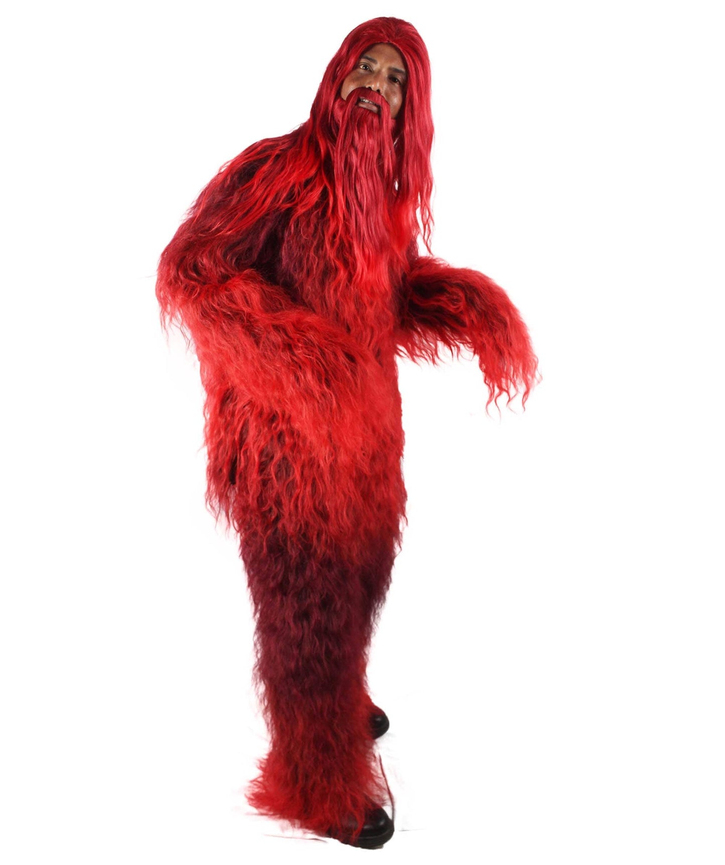 Red Unisex Bigfoot Horror Wig with Mustache and Beard Bundle