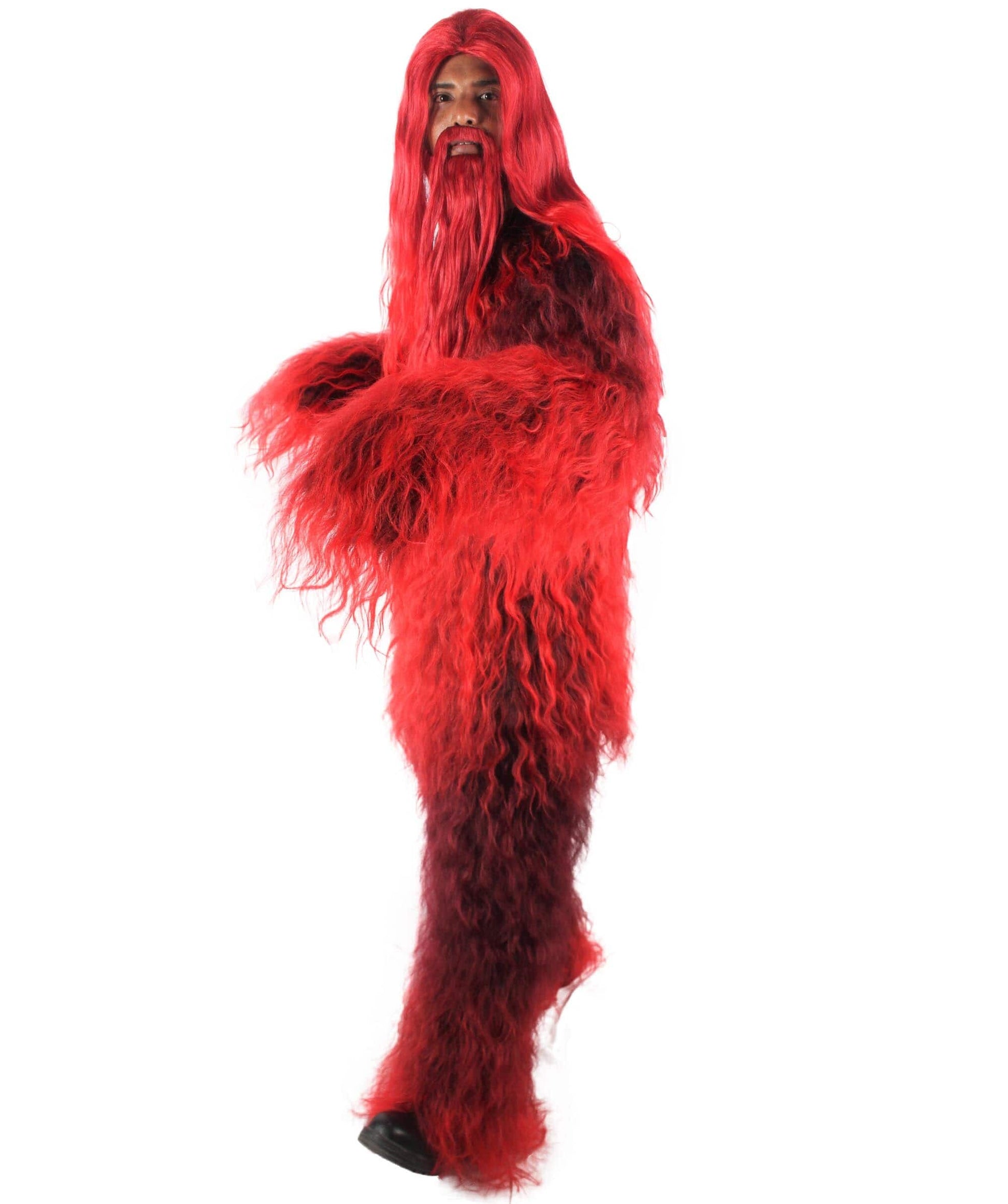 Red Unisex Bigfoot Horror Wig with Mustache and Beard Bundle