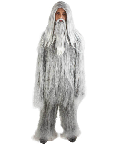 Grey Unisex Bigfoot Horror Wig with Mustache and Beard Bundle