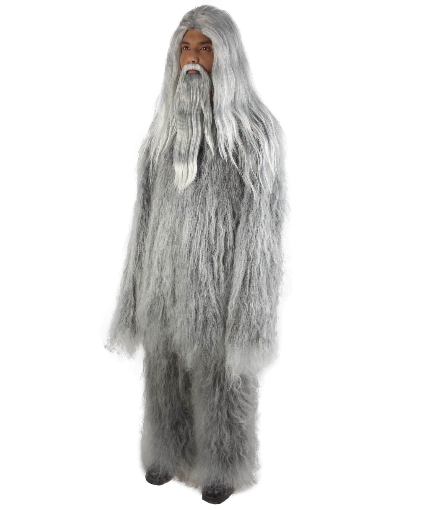 Grey Unisex Bigfoot Horror Wig with Mustache and Beard Bundle