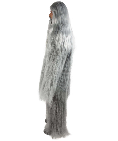 Grey Unisex Bigfoot Horror Wig with Mustache and Beard Bundle