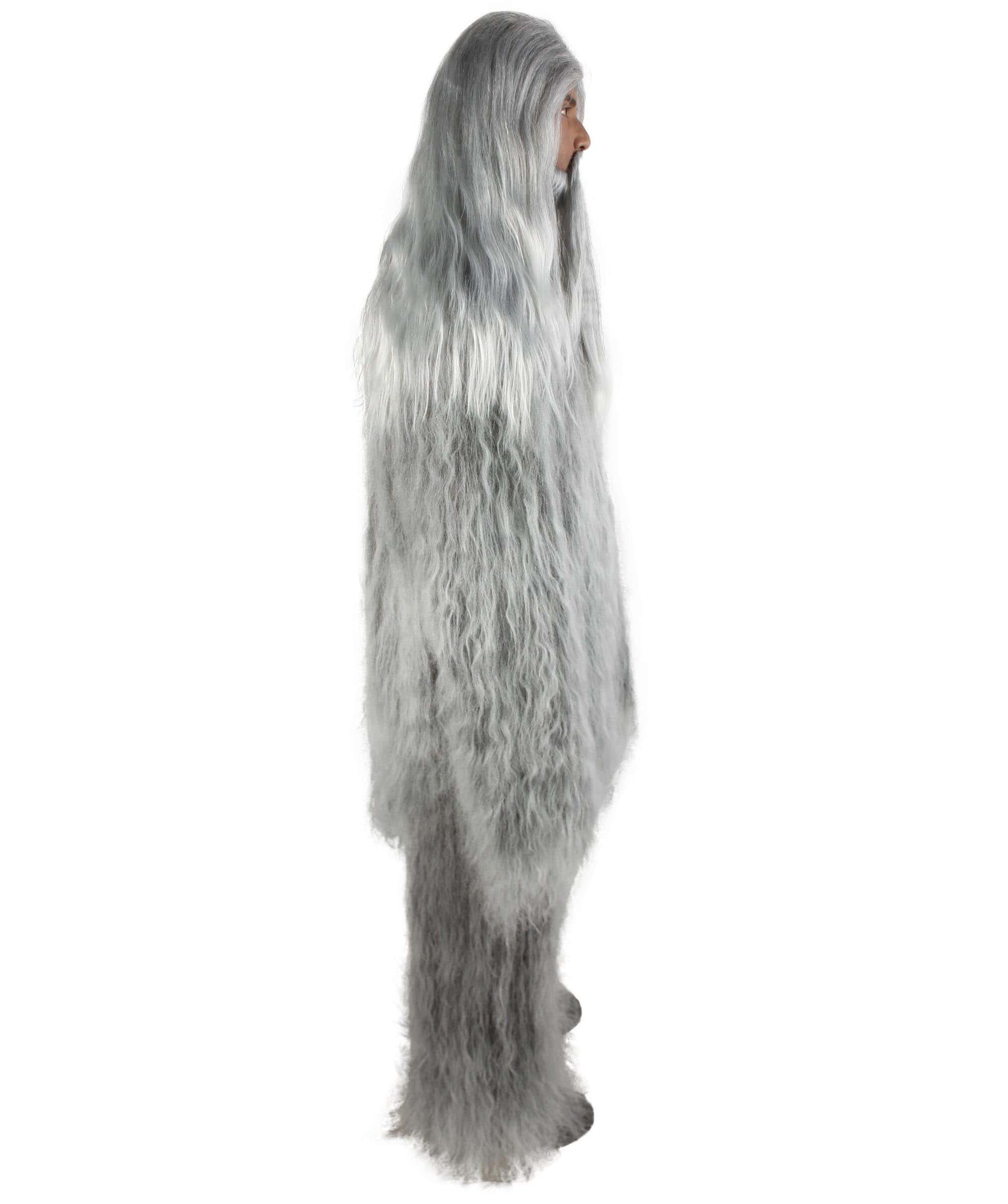 Grey Unisex Bigfoot Horror Wig with Mustache and Beard Bundle