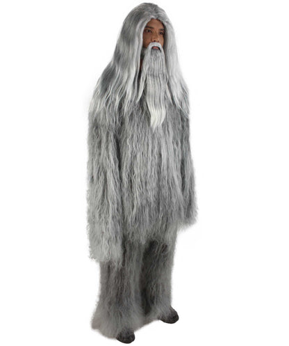 Grey Unisex Bigfoot Horror Wig with Mustache and Beard Bundle