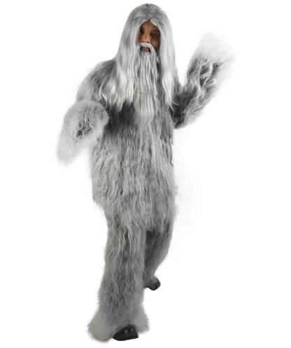 Grey Unisex Bigfoot Horror Wig with Mustache and Beard Bundle