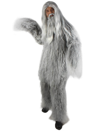 Grey Unisex Bigfoot Horror Wig with Mustache and Beard Bundle