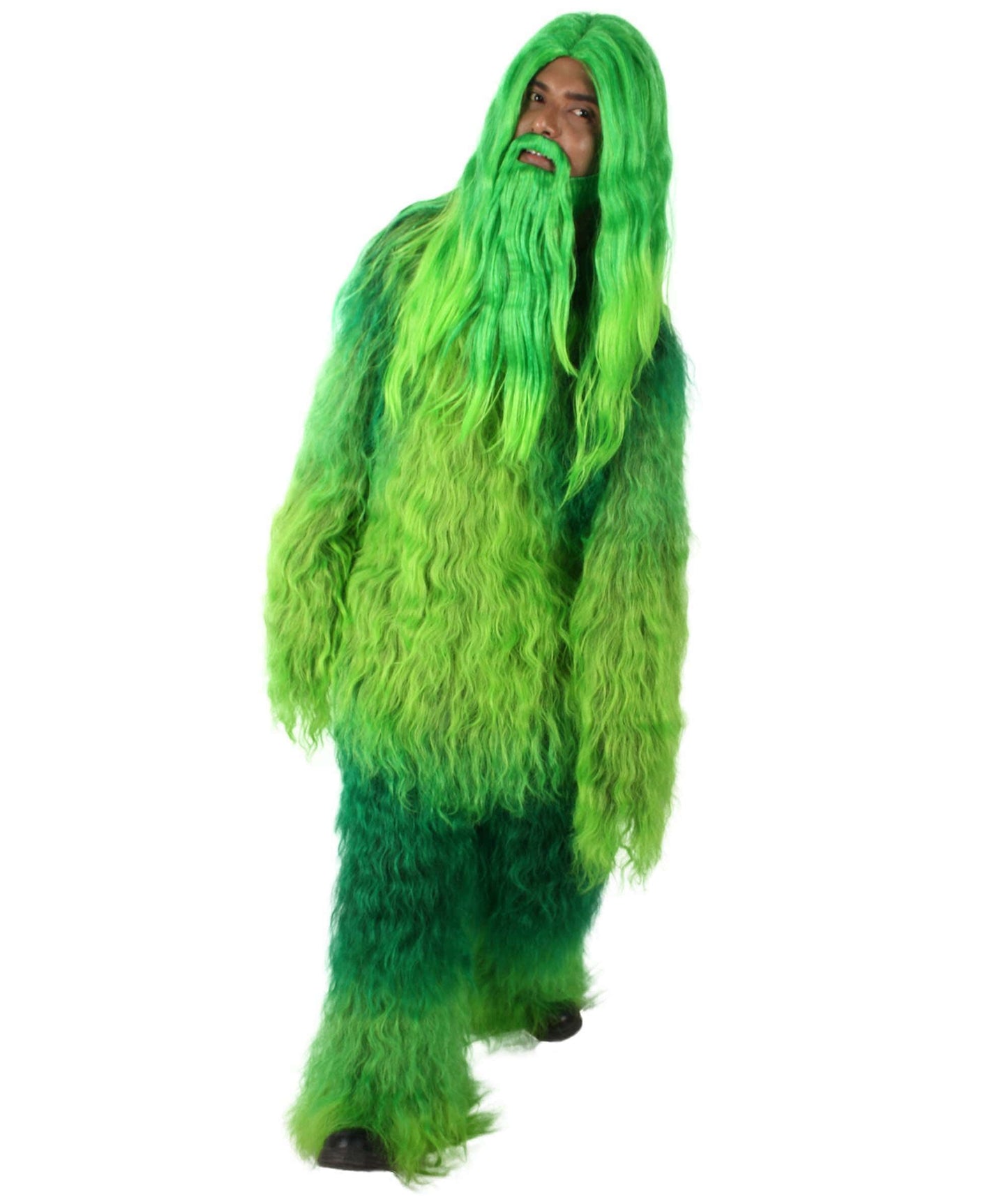 Green Unisex Bigfoot Horror Wig with Mustache and Beard Bundle