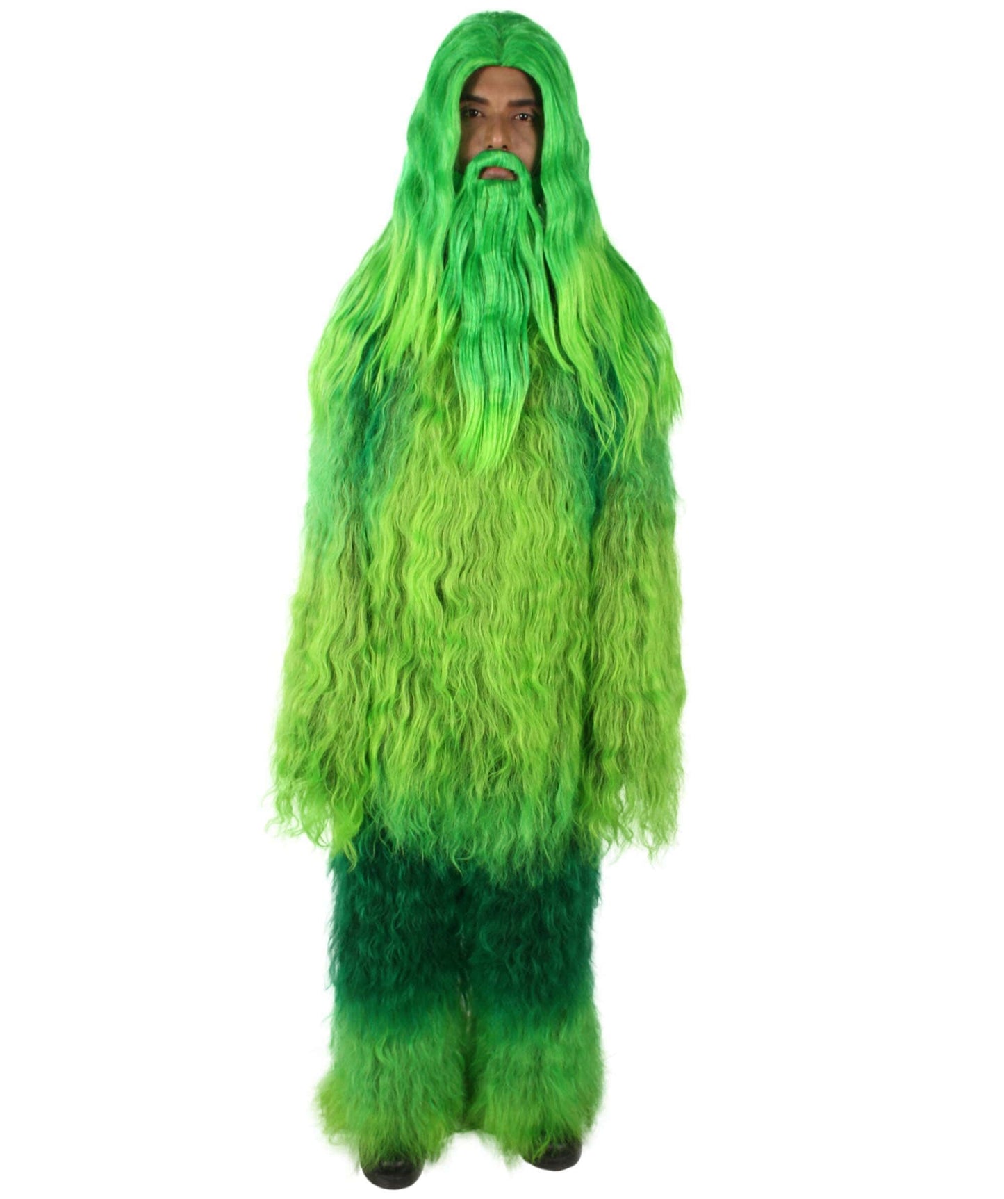 Green Unisex Bigfoot Horror Wig with Mustache and Beard Bundle