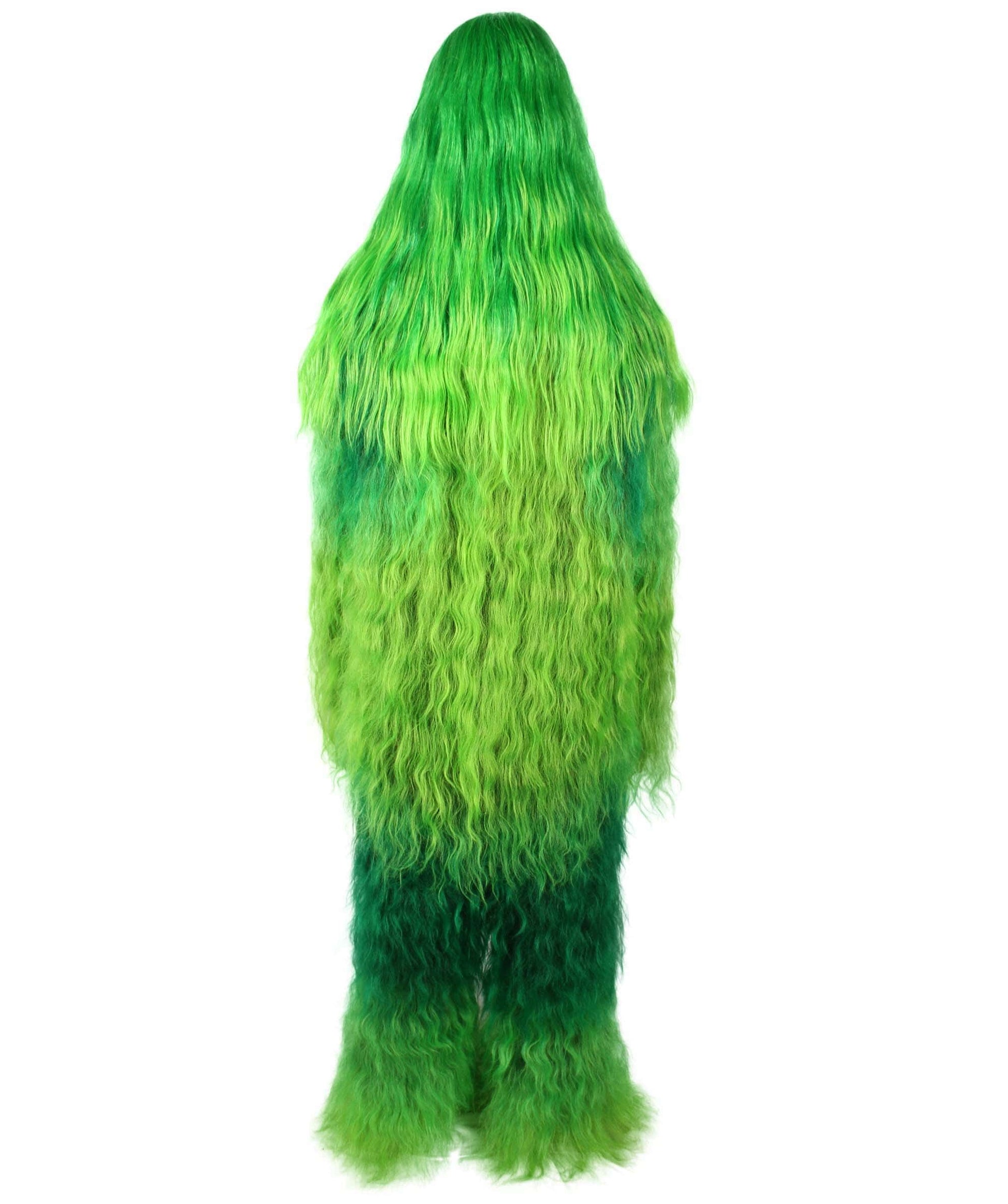 Green Unisex Bigfoot Horror Wig with Mustache and Beard Bundle