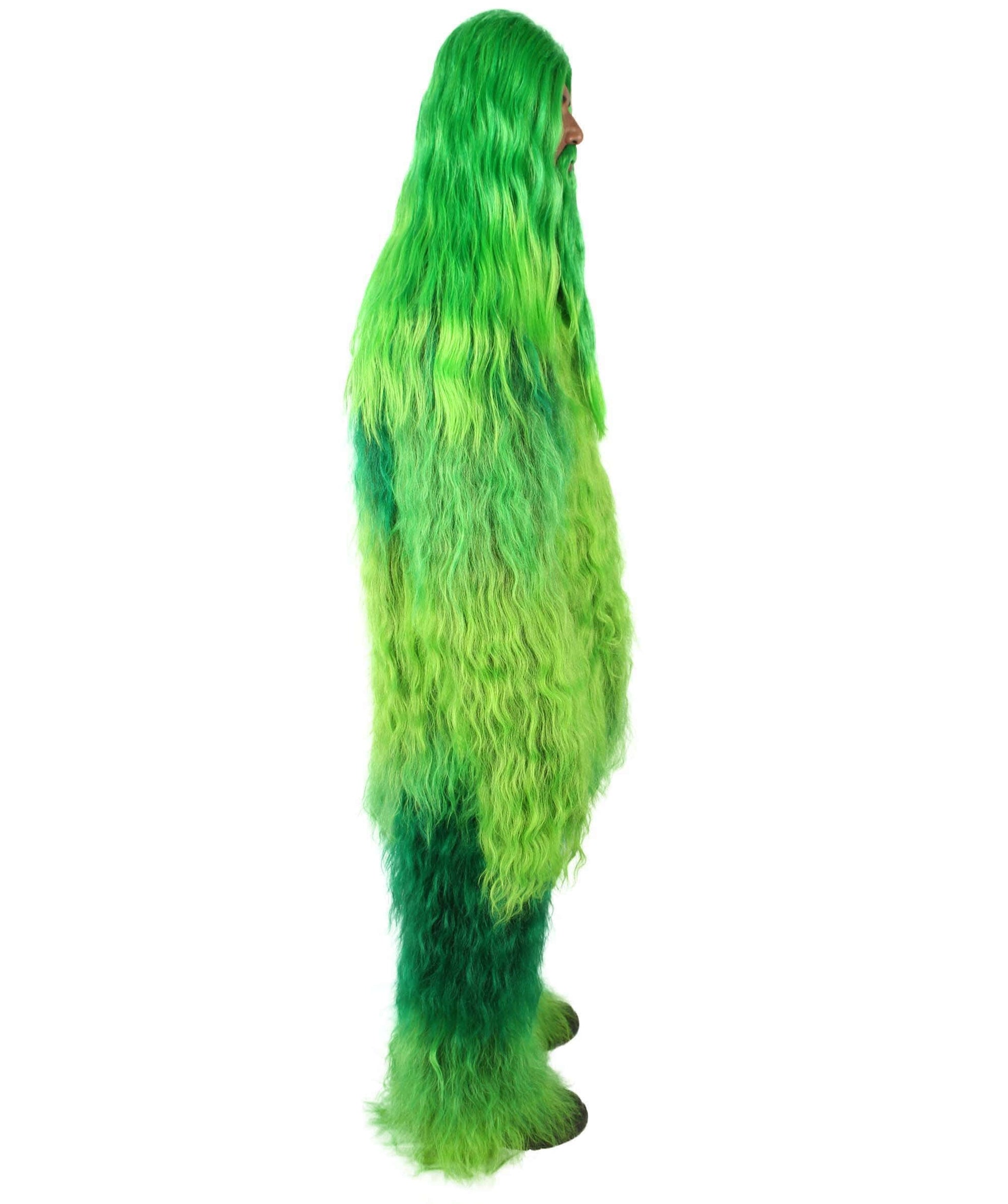 Green Unisex Bigfoot Horror Wig with Mustache and Beard Bundle