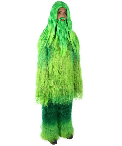 Green Unisex Bigfoot Horror Wig with Mustache and Beard Bundle