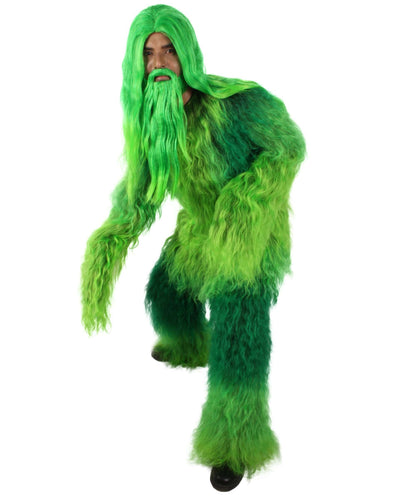 Green Unisex Bigfoot Horror Wig with Mustache and Beard Bundle