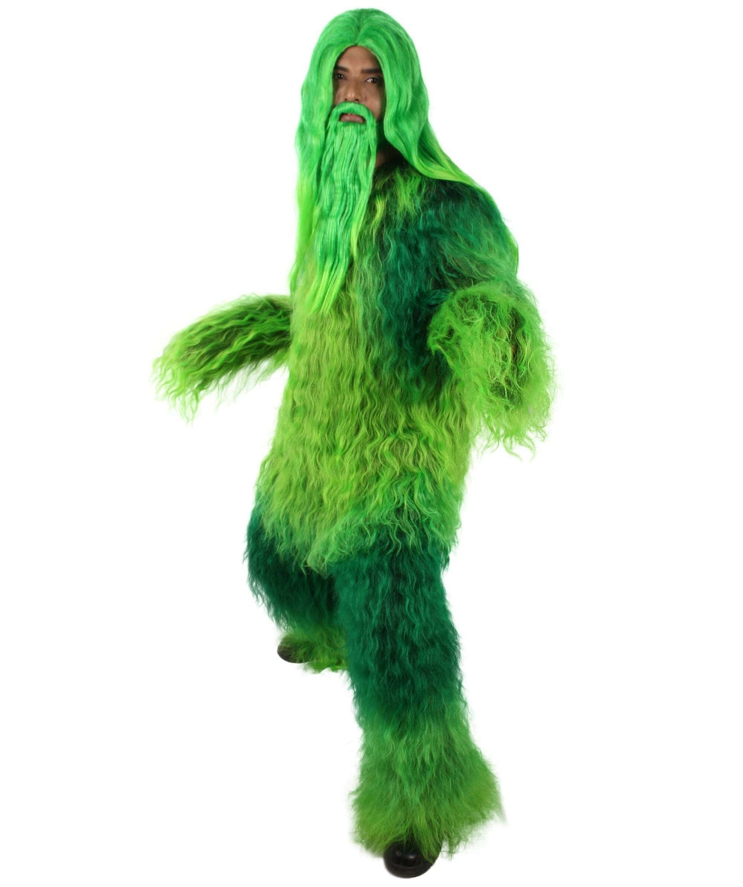 Green Unisex Bigfoot Horror Wig with Mustache and Beard Bundle