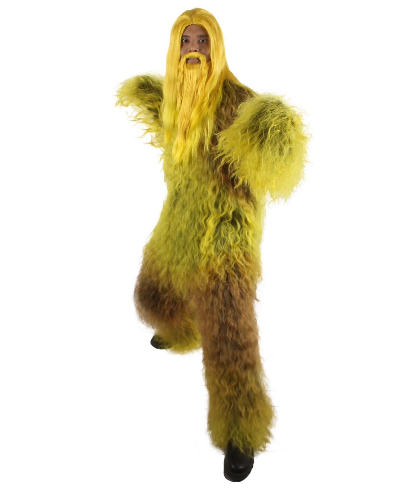 Yellow Unisex Bigfoot Horror Wig with Mustache and Beard Bundle