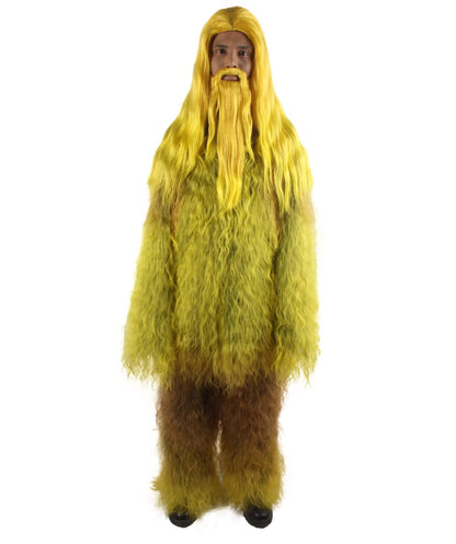 Yellow Unisex Bigfoot Horror Wig with Mustache and Beard Bundle