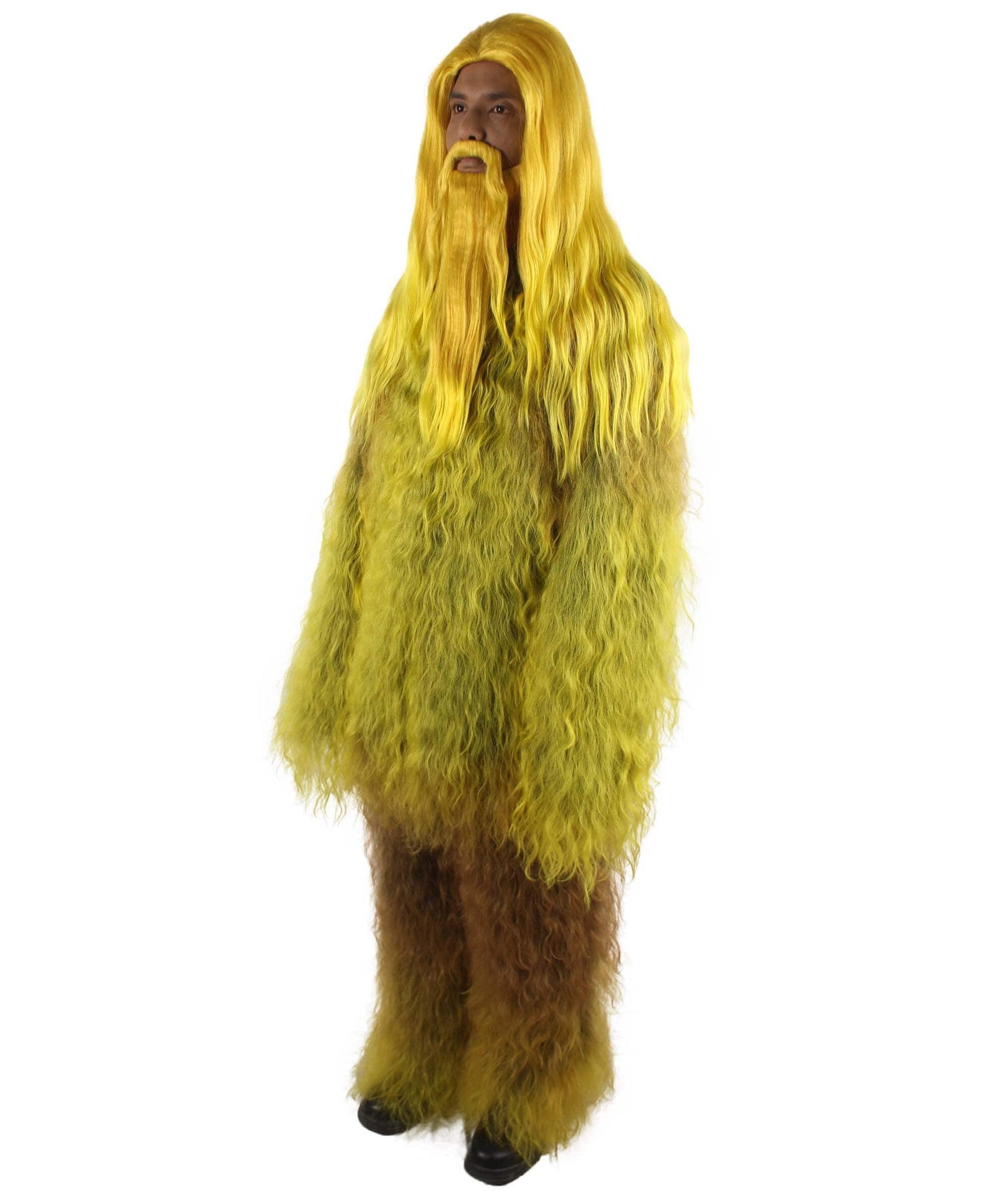 Yellow Unisex Bigfoot Horror Wig with Mustache and Beard Bundle