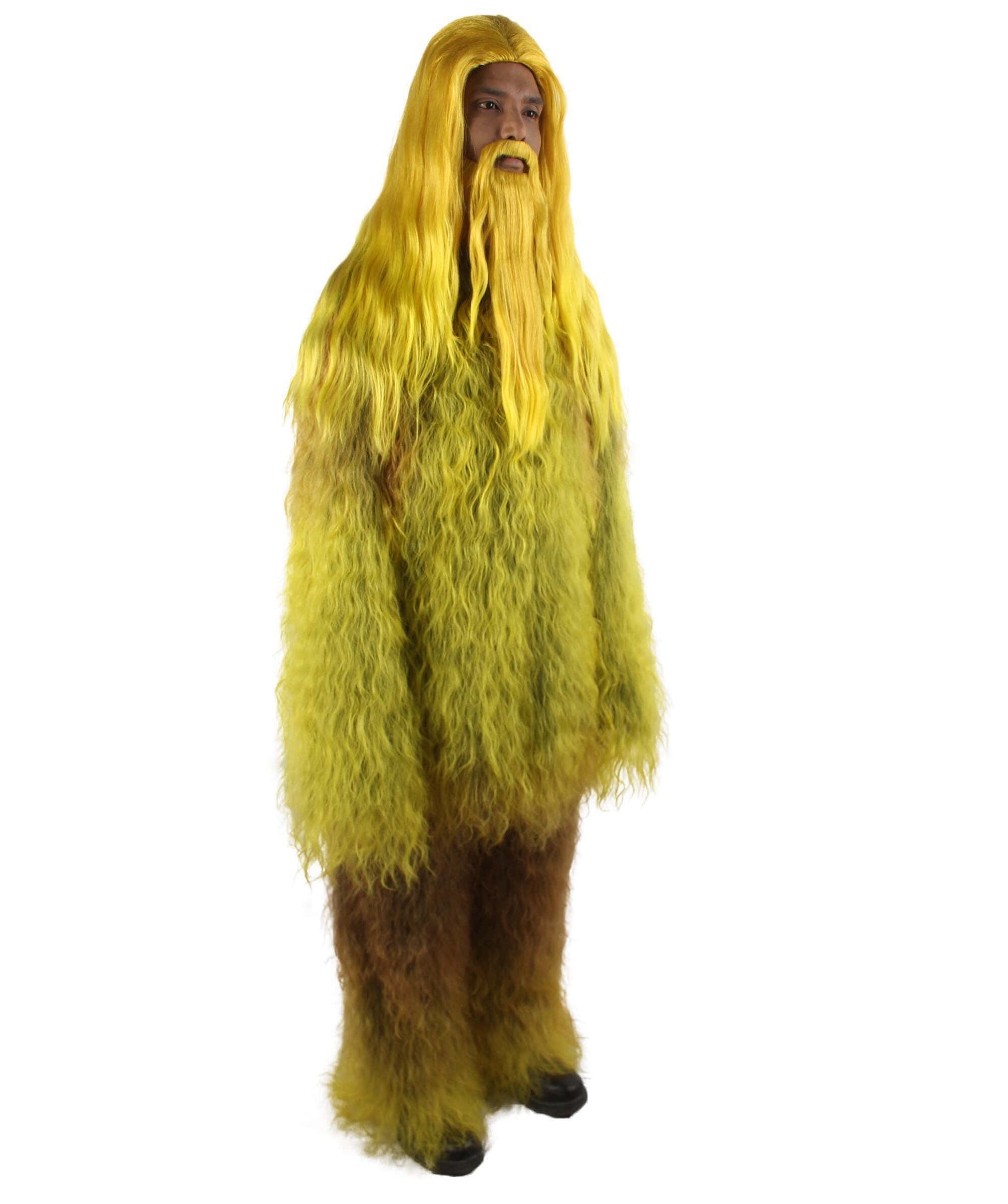 Yellow Unisex Bigfoot Horror Wig with Mustache and Beard Bundle