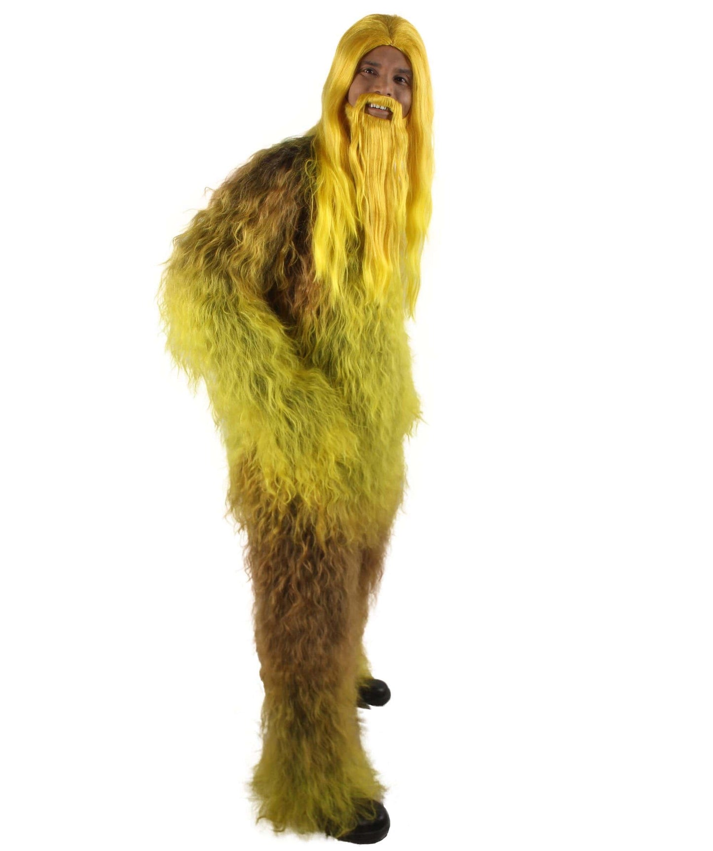 Yellow Unisex Bigfoot Horror Wig with Mustache and Beard Bundle