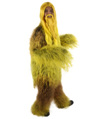 Yellow Unisex Bigfoot Horror Wig with Mustache and Beard Bundle