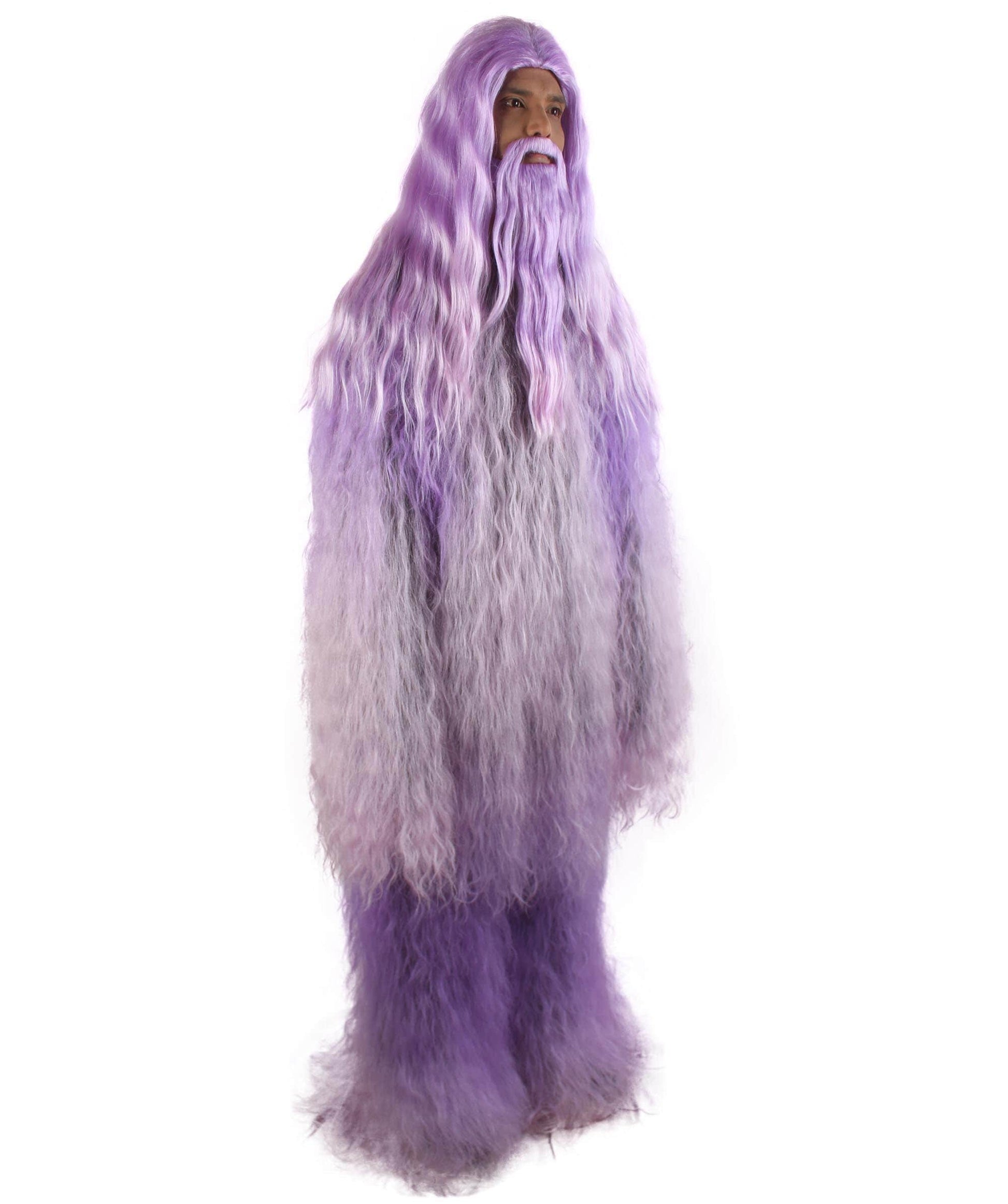 Purple Unisex Bigfoot Horror Wig with Mustache and Beard Bundle