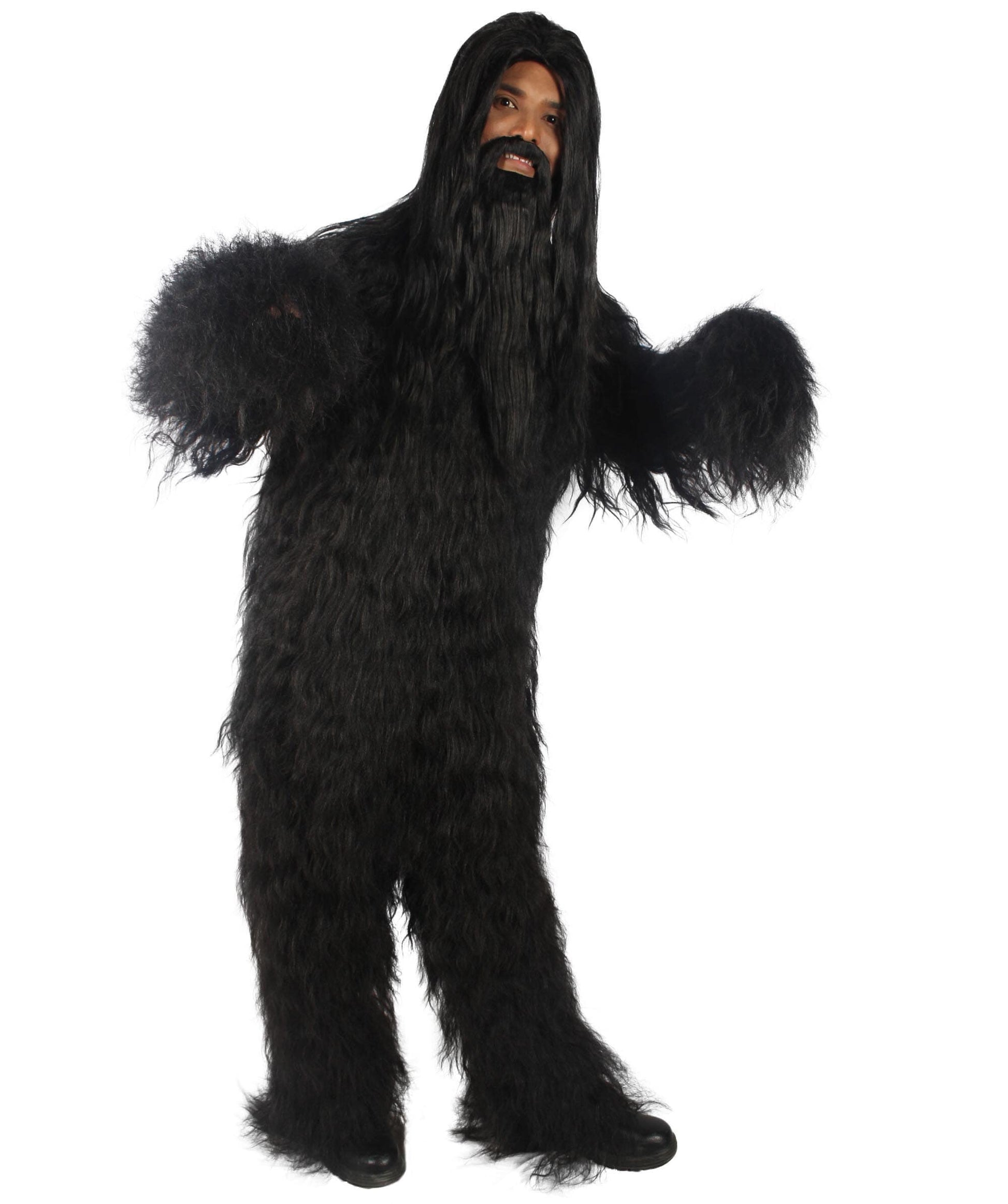 Black Bigfoot Horror Wig with Mustache and Beard Bundle