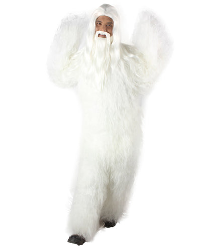 White Bigfoot Horror Wig with Mustache and Beard Bundle