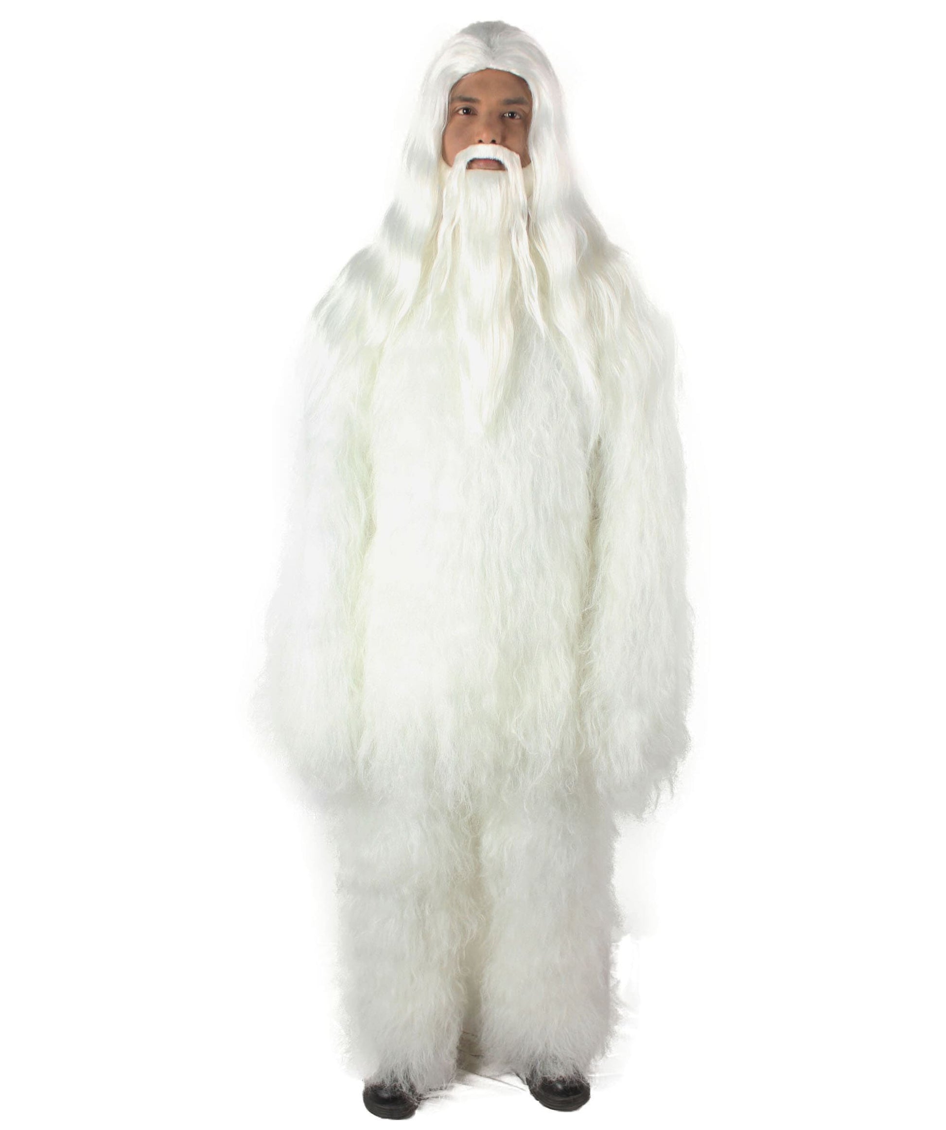 White Bigfoot Horror Wig with Mustache and Beard Bundle