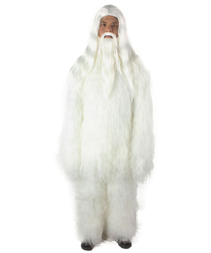 White Bigfoot Horror Wig with Mustache and Beard Bundle