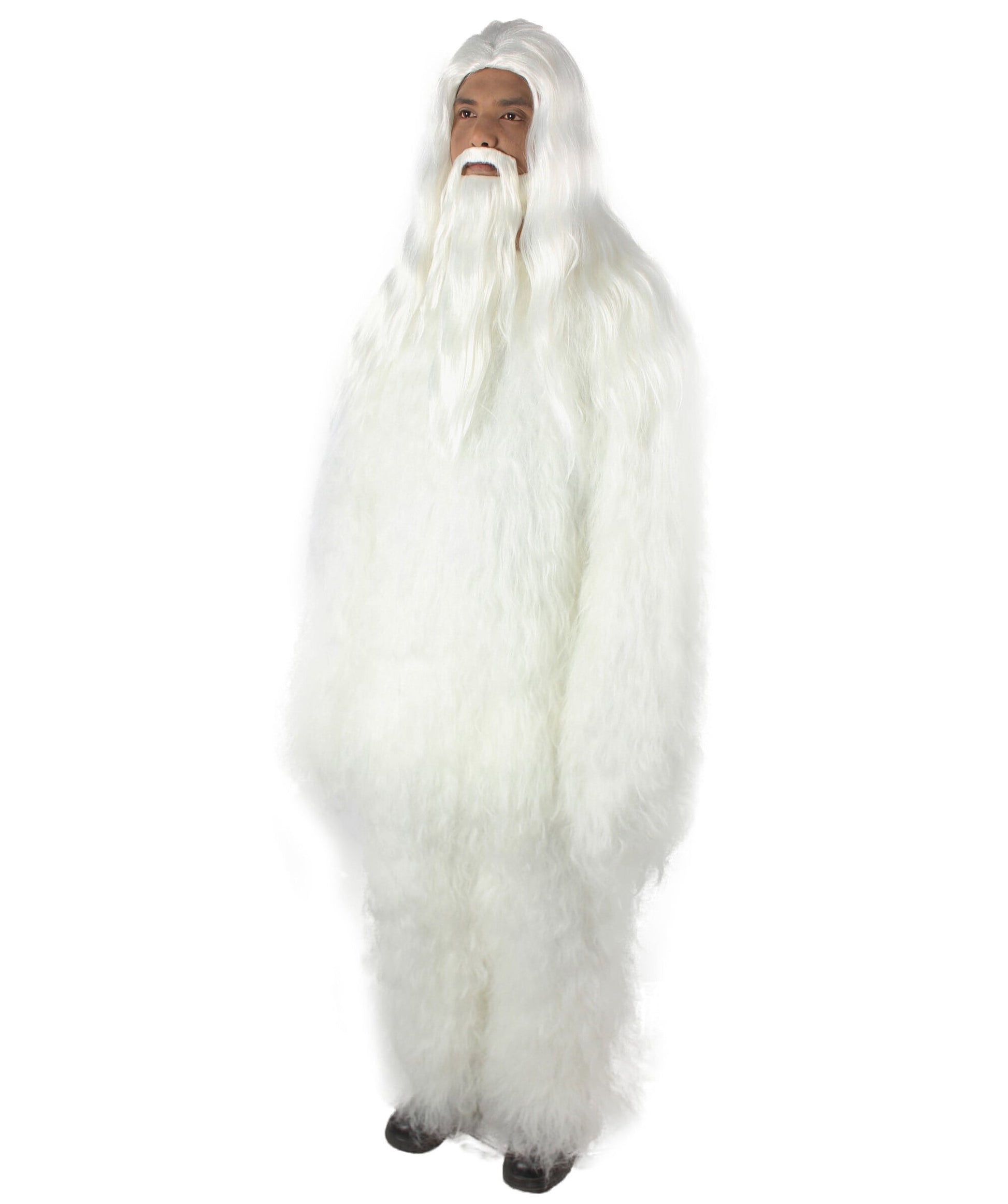 White Bigfoot Horror Wig with Mustache and Beard Bundle