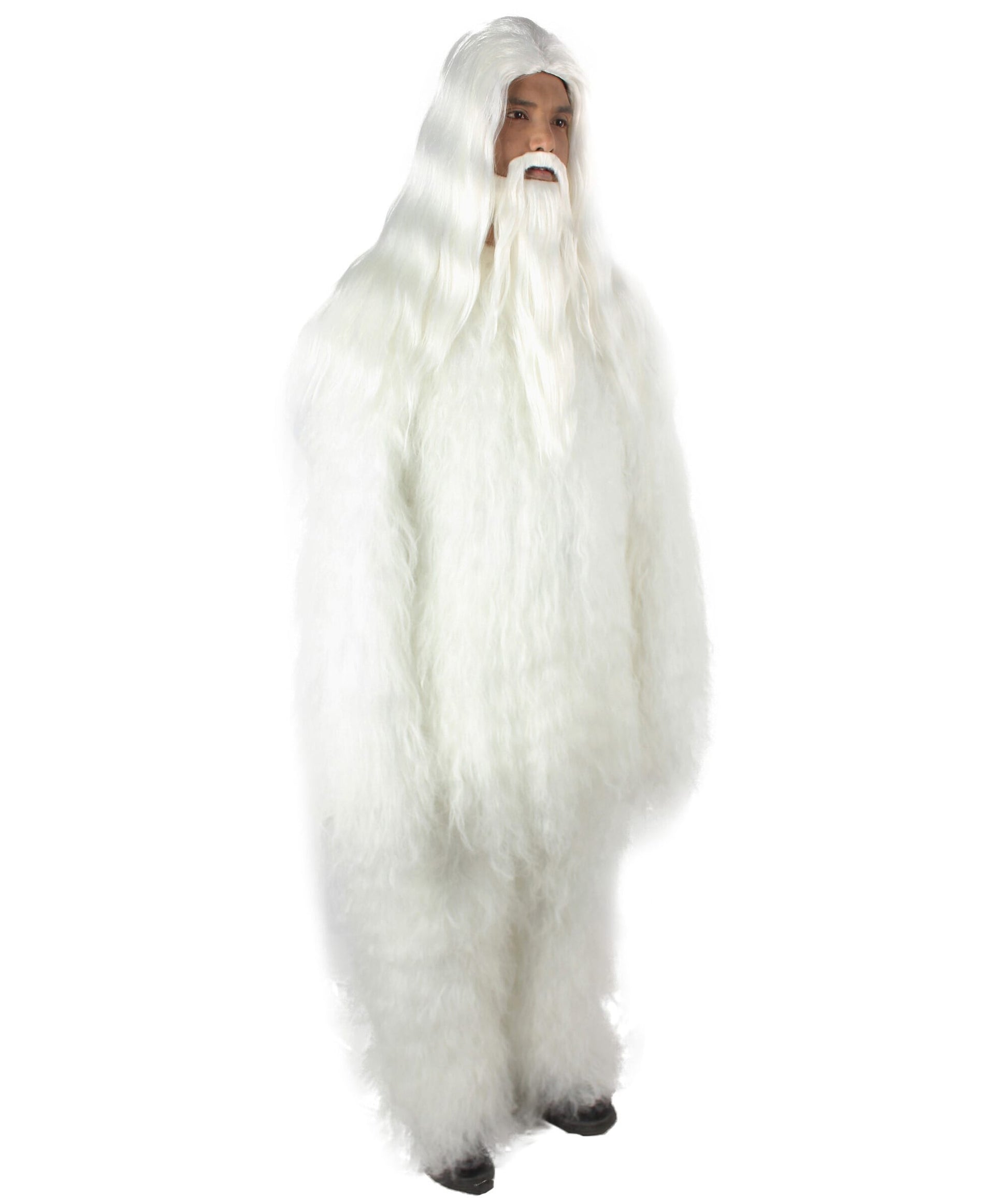 White Bigfoot Horror Wig with Mustache and Beard Bundle