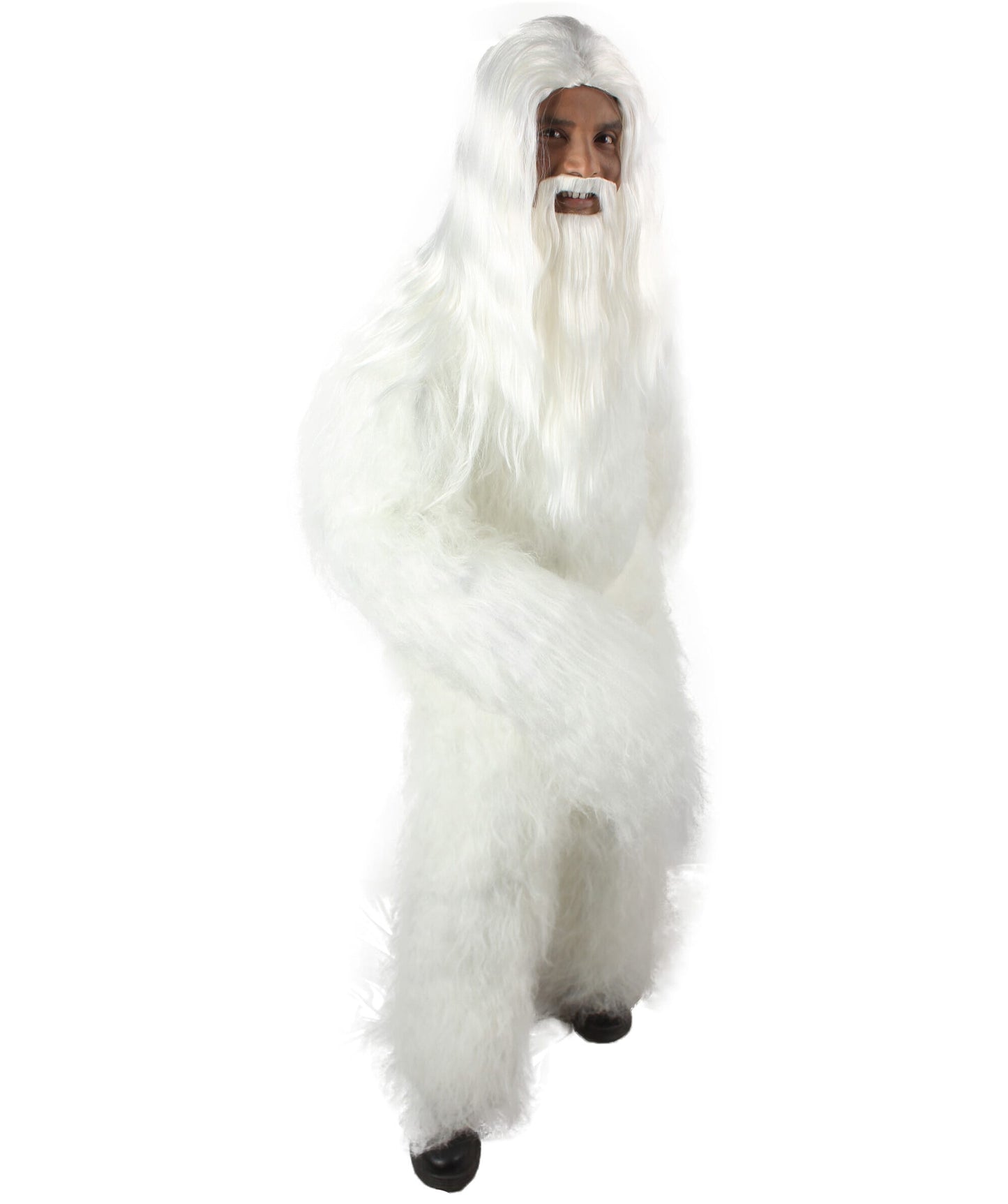 White Bigfoot Horror Wig with Mustache and Beard Bundle