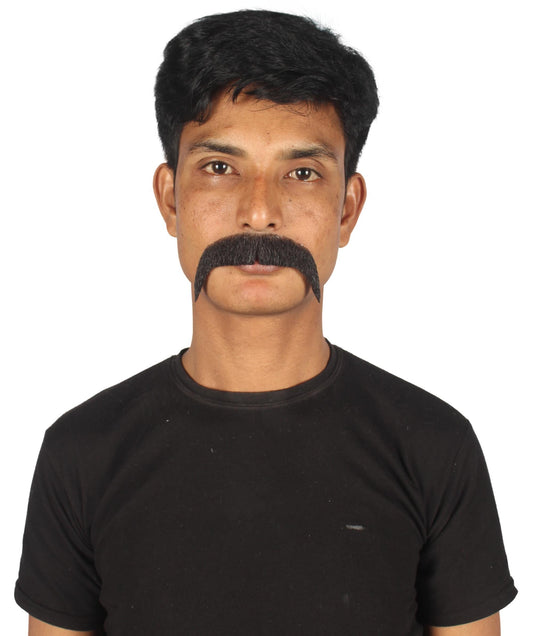 Men's long Horseshoe Human Hair Mustache | Facial Hair Multiple Colors Option | HPO