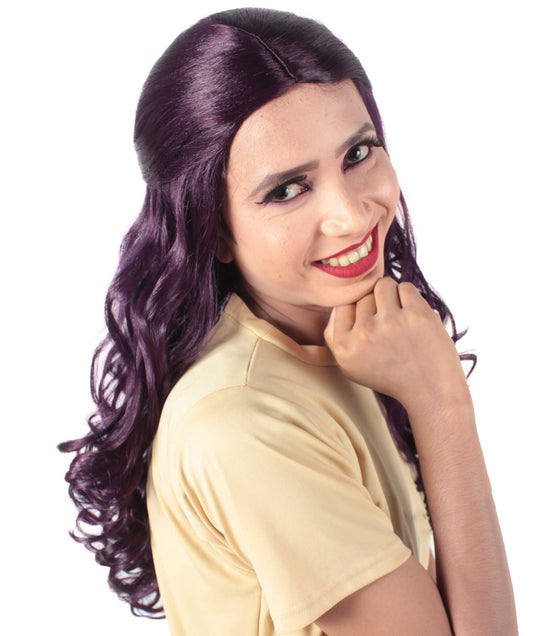 Dark Purple  Long Curly Colorful Cosplay Base Wig