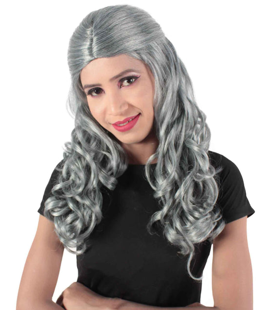Grey Long Curly Colorful Cosplay Base Wig