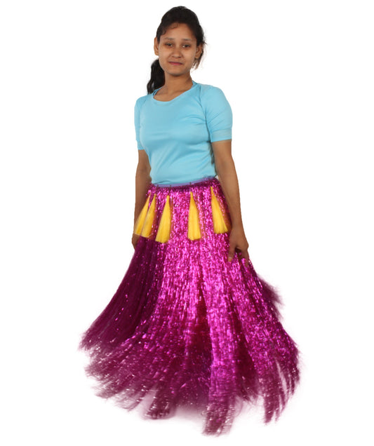 Purple Hawaiian Tinsel Hula Grass Skirt Costume