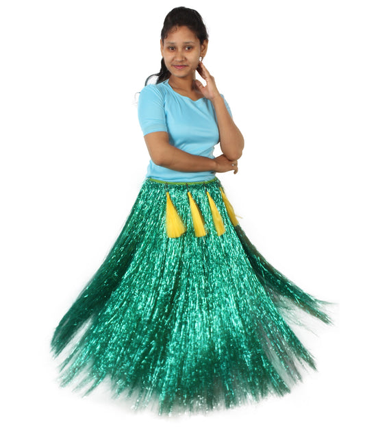 Green Hawaiian Tinsel Hula Grass Skirt Costume