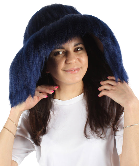 Dark Blue Unisex Multicolor Option Furry Bucket Hat Cosplay Accessory
