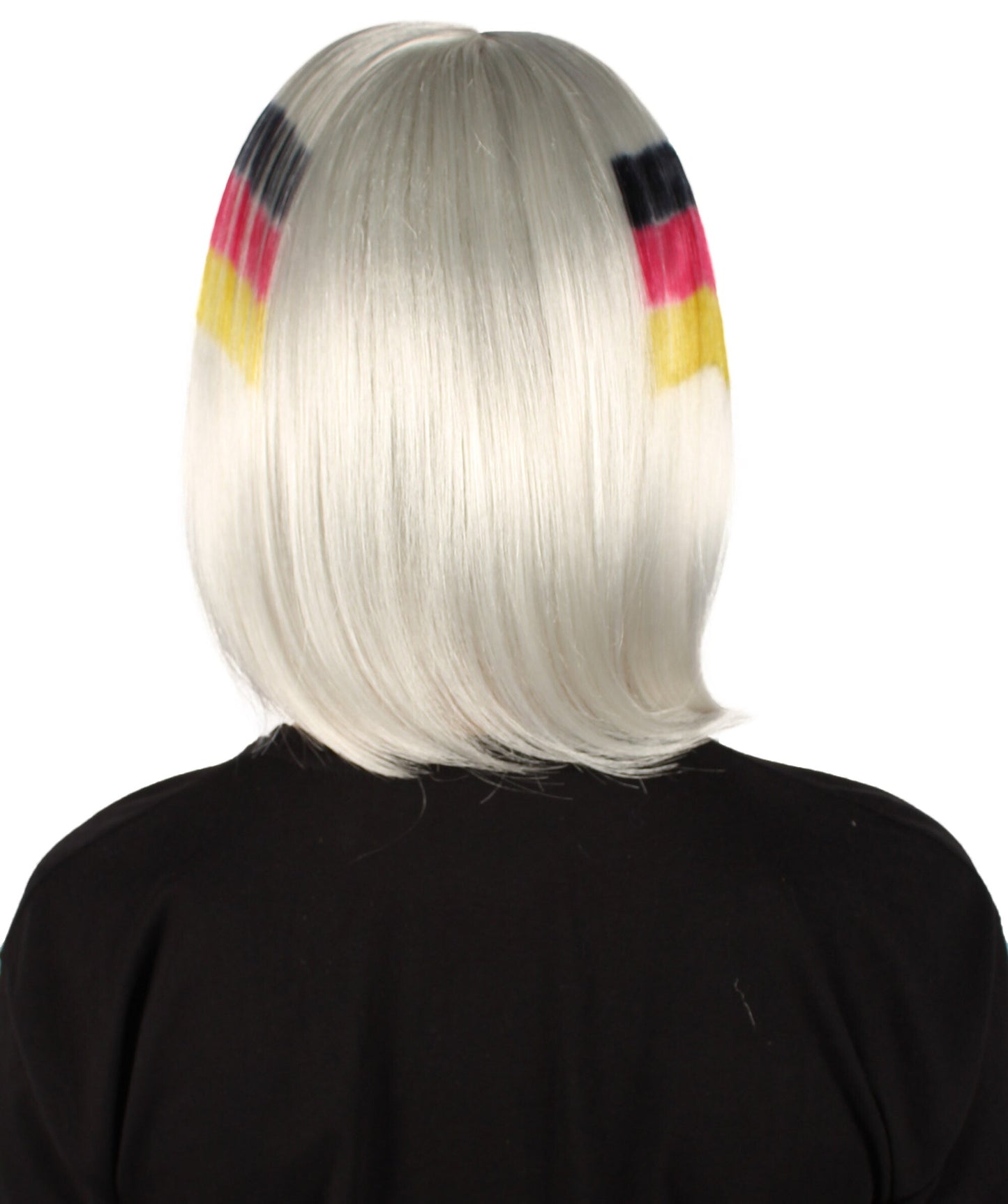 Women’s Flag-themed Medium Length Bob Wig with Bangs for Sporting Events, Multiple Countries Option, Flame-retardant Synthetic Fiber Wigs | HPO