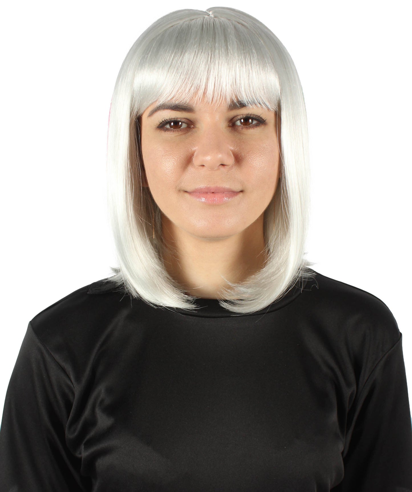 Women’s Flag-themed Medium Length Bob Wig with Bangs for Sporting Events, Multiple Countries Option, Flame-retardant Synthetic Fiber Wigs | HPO