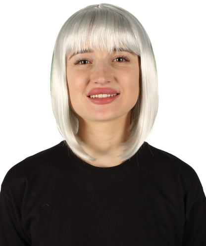 Women’s Flag-themed Medium Length Bob Wig with Bangs for Sporting Events, Multiple Countries Option, Flame-retardant Synthetic Fiber Wigs | HPO