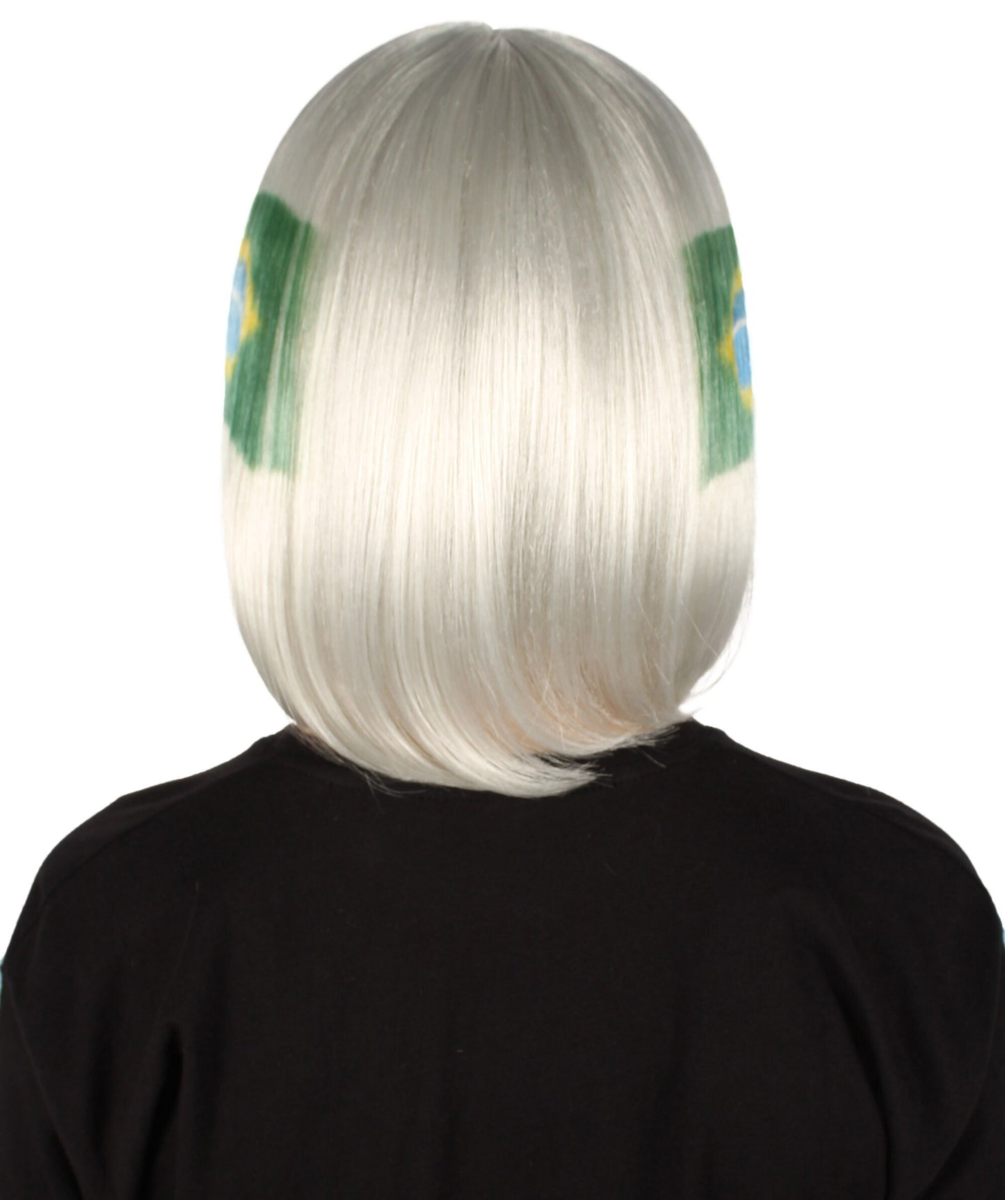 Women’s Flag-themed Medium Length Bob Wig with Bangs for Sporting Events, Multiple Countries Option, Flame-retardant Synthetic Fiber Wigs | HPO