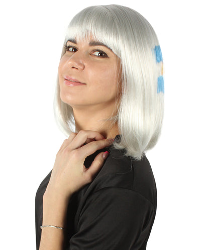 Women’s Flag-themed Medium Length Bob Wig with Bangs for Sporting Events, Multiple Countries Option, Flame-retardant Synthetic Fiber Wigs | HPO