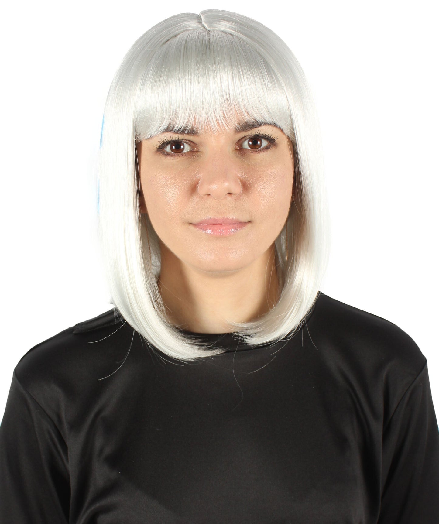 Women’s Flag-themed Medium Length Bob Wig with Bangs for Sporting Events, Multiple Countries Option, Flame-retardant Synthetic Fiber Wigs | HPO