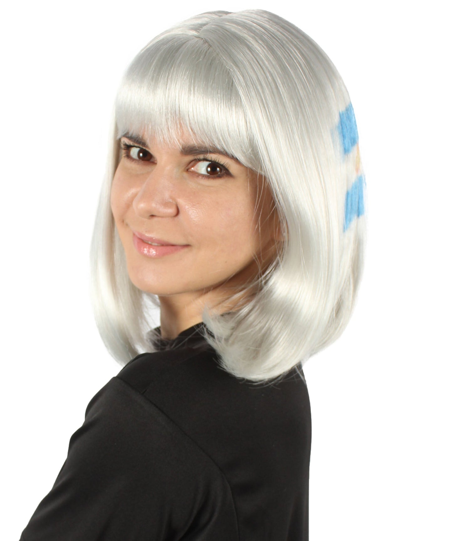 Women’s Flag-themed Medium Length Bob Wig with Bangs for Sporting Events, Multiple Countries Option, Flame-retardant Synthetic Fiber Wigs | HPO