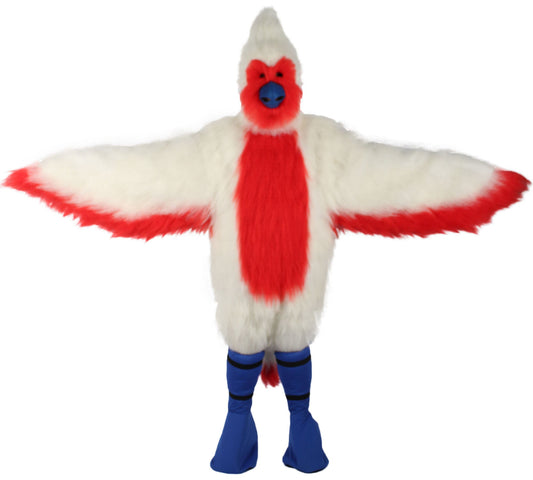 White+Red Furry Cardinal Mascot Costume